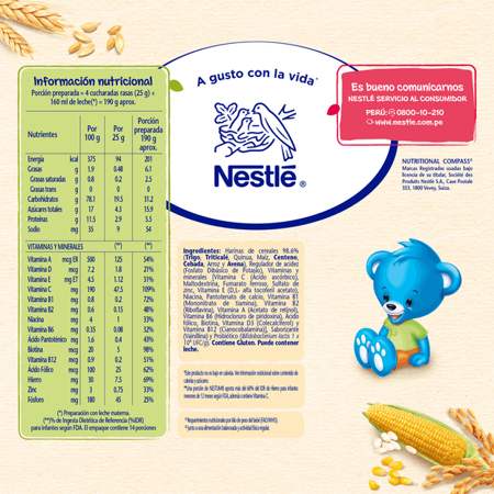 Nestum Trigo Quinua informacion nutricional