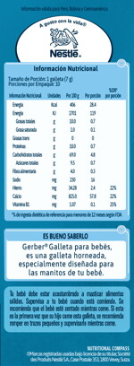 Información Nutricional Gerber® Galletas